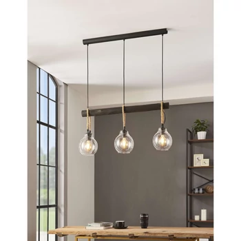 Eglo 43618 Roding több ágú függeszték, kötél díszítéssel, üveg, E27 foglalattal, max. 3x40W, IP20