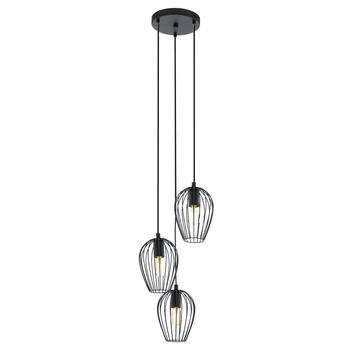 Eglo 49479 Newtown több ágú függeszték, fekete, E27 foglalattal, max. 3x60W, IP20