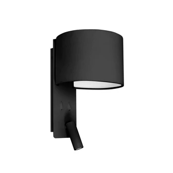 FARO FOLD fali lámpa, olvasókarral, fekete, E27 foglalattal, IP20, 64305