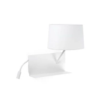 FARO HANDY fali lámpa, jobb oldali olvasókarral és polc funkcióval, fehér, 3000K melegfehér, E27 foglalattal, fényforrással, 23W, IP20, 28414