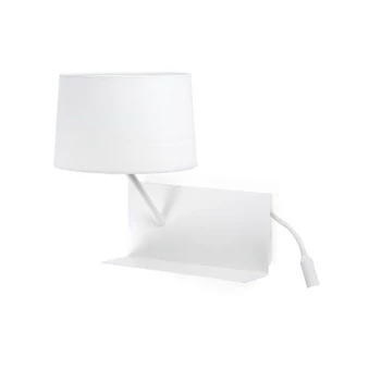 FARO HANDY fali lámpa, bal oldali olvasókarral és polc funkcióval, fehér, 3000K melegfehér, E27 foglalattal, fényforrással, 23W, IP20, 28415