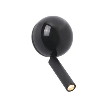 FARO PRESS fali lámpa, olvasókarral, nyomógombos kapcsolóval, fekete, beépített LED, 3W, 180 lm, IP20, 62351