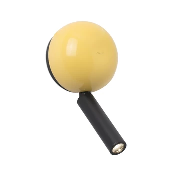 FARO PRESS fali lámpa, olvasókarral, nyomógombos kapcsolóval, sárga, beépített LED, 3W, 180 lm, IP20, 62353
