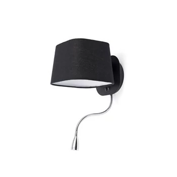 FARO SWEET fali lámpa, olvasókarral, fekete, E27 foglalattal, IP20, 29951