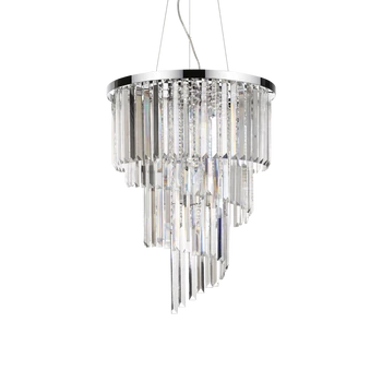 IDEAL LUX CARLTON 1 ágú függeszték, max. 12x40W, E14 foglalattal, króm, 166247