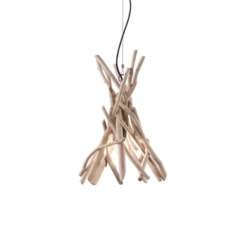 IDEAL LUX DRIFTWOOD függesztett lámpa E27 foglalattal, max. 60W, 35 cm átmérő, fa 129600