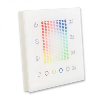 SysCon 4 zónás RF RGB+W vezeték nélküli fali LED vezérlő, érintésérzékeny, fehér