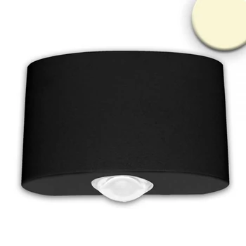 Kültéri falra szerelhető LED lámpa, lefelé és felfelé világít, 4,4W, 280lm, 3200K melegfehér, CRI82, IP54, 9,2x8cm, fekete