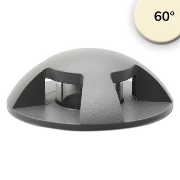 LED padlóba süllyesztett spot, kerek 4SIDE 60mm, fekete, 12-24V, IP67, 3W, 60°, meleg fehér