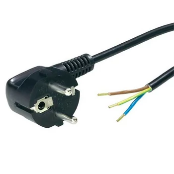 3 eres szerelt vezeték dugvillával, 3x0,75 mm2, fekete, 1,5 m, földelt, max 6A