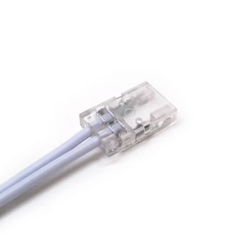 LED szalag betáp csatlakozó 14,5 cm kábellel, 8mm széles egyszínű COB LED szalagokhoz, 2 eres