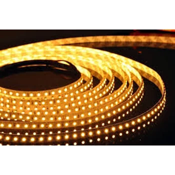 Borostyánsárga SMD LED szalag 12V 3528 , beltéri 120 LED/m, 9,6W, 2 év garancia 