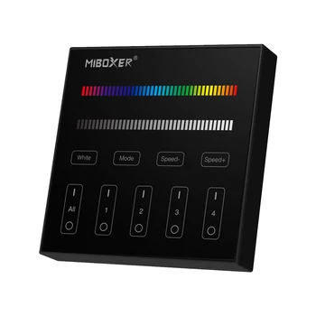 Mi-Light B3B Smart Panel RGBW LED távirányító, 4 zónás, érintőgombos, fekete, 86x86 mm