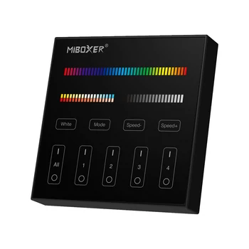 Mi-Light B4B Smart Panel RGB+CCT LED távirányító, 4 zónás, érintőgombos, fekete, 86x86 mm