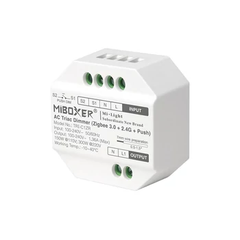 Mi-Light MIBOXER TRI-C1ZR 230V Triac fázishasításos dimmer (relé üzemmóddal) (Zigbee 3.0 + 2.4G + Push)