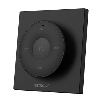 Mi-Light K2B dimmer+CCT fali távirányító, fekete, tekerőgombos, elemes, 86x86 mm