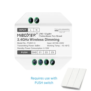 Mi-Light MiBoxer RGB+CCT 3 zónás vezérlő nyomókapcsolóhoz