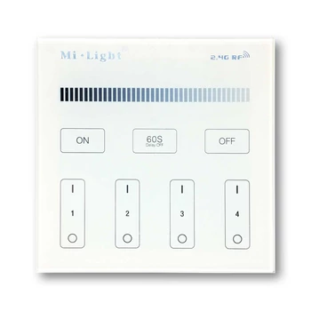 Mi-Light B1 monokróm fali RF távvezérlő, elemes, 86x86 mm, 4 zónás