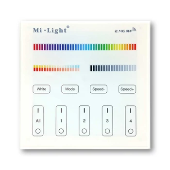 Mi-Light B4 RGB+CCT fali vezérlő, elemes, RF, 86x86 mm, 4 zónás