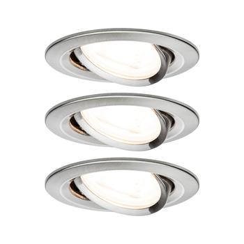 Paulmann 93465 Nova beépíthető lámpa, 84 mmx84 mm, kerek, 3db-os szett, billenthető, 3-step-dimming, szálcsiszolt, 2700K melegfehér, 3x GU10 foglalat, 460 lm, IP23
