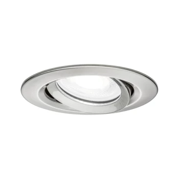 Paulmann 93671 Nova Plus fürdőszobai beépíthető lámpa, 93 mmx93 mm, kerek, billenthető, fényerőszabályozható, szálcsiszolt, 4000K természetes fehér, GU10 foglalat, 470 lm, IP65