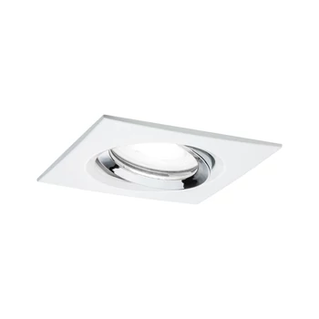 Paulmann 93674 Nova Plus fürdőszobai beépíthető lámpa, 93 mmx93 mm, négyzet, billenthető, fényerőszabályozható, króm, 4000K természetes fehér, GU10 foglalat, 470 lm, IP65