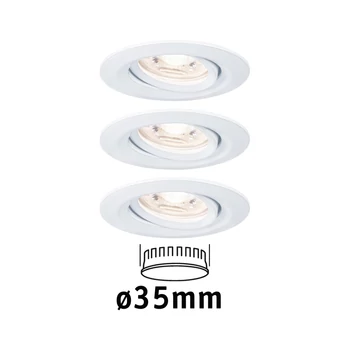 Paulmann 94293 Nova Mini beépíthető lámpa, kerek, 3db-os szett, billenthető, fehér, 2700K melegfehér, 3x Coin foglalat, 310 lm, IP23