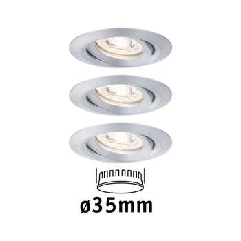 Paulmann 94297 Nova Mini beépíthető lámpa, kerek, 3db-os szett, billenthető, alumínium, 2700K melegfehér, 3x Coin foglalat, 310 lm, IP23