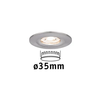 Paulmann 94300 Nova Mini beépíthető lámpa, kerek, fix, szálcsiszolt, 2700K melegfehér, Coin foglalat, 310 lm, IP44