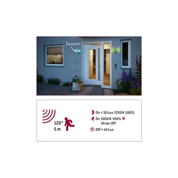 Paulmann 94508 Outdoor Sheera kültéri fali lámpa, antracit, 3000K-6500K változtatható, 430 lm, IP44
