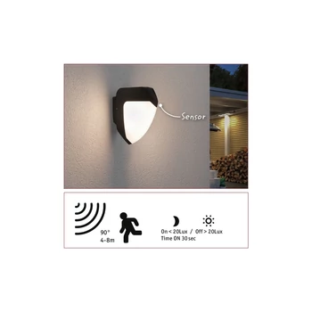 Paulmann 94517 Outdoor Ikosea kültéri fali lámpa, antracit, 3000K melegfehér, 350 lm, IP44