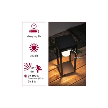 Paulmann 94573 Outdoor Solar kültéri dekorációs lámpa, fekete, 3000K melegfehér, 350 lm, IP44