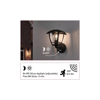 Paulmann 94647 Outdoor Wall Luminaire kültéri fali lámpa, fekete, E27 foglalat, IP44