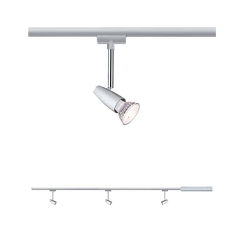 Paulmann 95459 URail Barelli sínrendszer szett, 3 db sínre szerelhető spotlámpával, 230V, GU10 foglalattal, 1,2m, matt króm, fényerőszabályozható