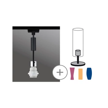 Paulmann 96919 URail 2Easy Basic sínre szerelhető függesztett lámpa, E27 foglalattal, max 20W, matt fekete/króm 