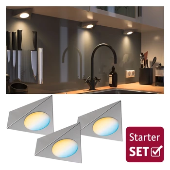 Paulmann 99974 Clever Connect Trigo pultvilágítás, 3 db-os csomag, tápegységgel, tunable white, szálcsiszolt, 2700K-6500K változtatható, beépített LED, 190 lm, 12V, IP20