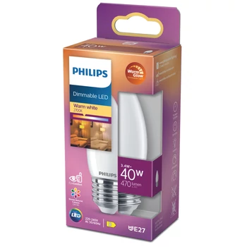 PHILIPS E14 B35 LED fényforrás, 2200K-2700K szabályozható, 3,4 W, 8719514324312