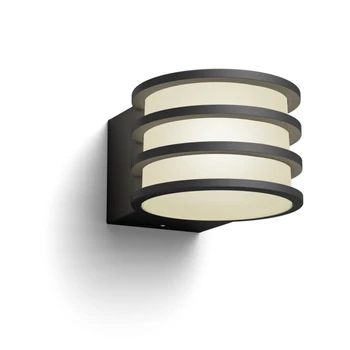 Philips Hue Lucca kültéri antracitszürke fali lámpa, White, 9W, 806lm, 2700K melegfehér, 1xE27 LED fényforrás, IP44, 1740193P0