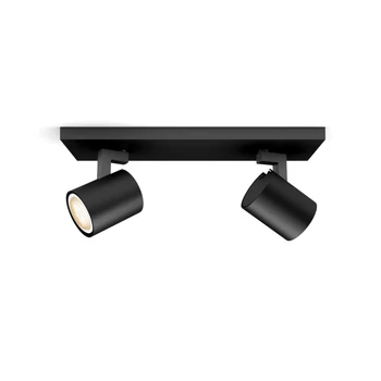 Philips Hue Runner fekete fali/mennyezeti spotlámpa, 2 spotfejjel, White Ambiance, 2x5W, 700lm, 2200-6500K változtatható fehér, 2xGU10 LED fényforrás + DimSwitch, 8719514338166