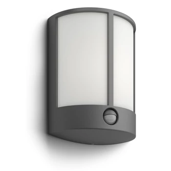 Philips Stock kültéri falra szerelhető mozgásérzékelős LED lámpa, antracitszürke, 1x6W, 600 lm, 2700K melegfehér, 164659316