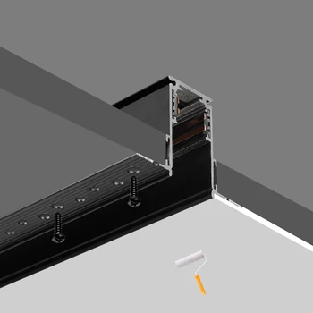 Ledium Magnetis MG20 R1 mágneses süllyesztett LED világítási sín, 48V, 4 vezetékes, trimless, 2m, fekete
