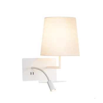 Fali lámpa, olvasókar, polc, 2xUSB csatlakozó, jobb, fehér, 3000K melegfehér, 120 lm, 110°, SLV Somnila Flex 1003460