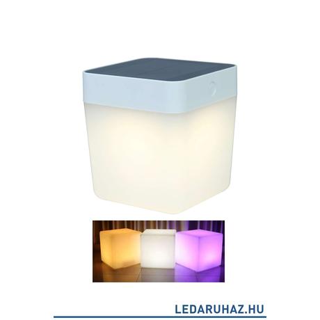 Lutec Table Cube szolár hordozható asztali lámpa, 1W, 100 lm, RGB, IP44, fehér - 6908003331 - P9080 - RGB