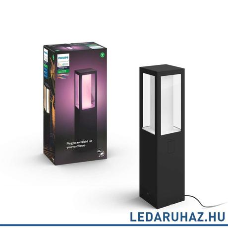 Philips Hue Impress kültéri leszúrható LED lámpa tápegységgel, IP44, RGBW, 8W, 1200lm, fekete, White and Color Ambiance, 1745430P7