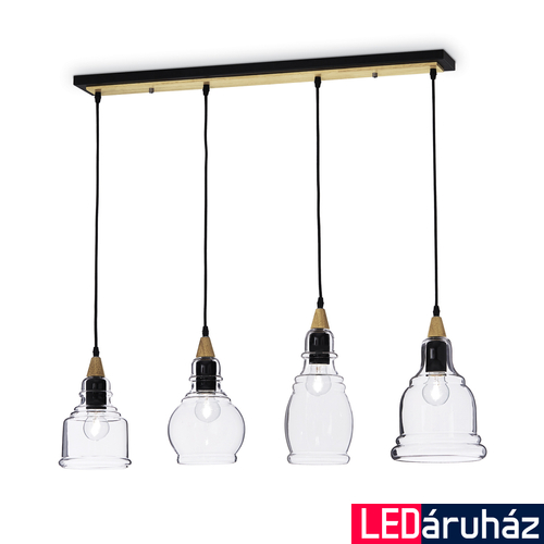 IDEAL LUX GRETEL függesztett lámpa 4 db. E27 foglalattal, max. 4x60W, 82 cm hosszú, üveg 122557