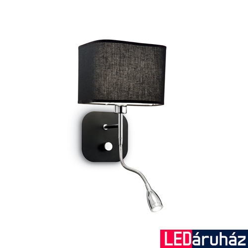 IDEAL LUX HOLIDAY fali lámpa E14 foglalattal, LED olvasólámpával, max. 40W, 1W LED, 45 lm, 3000K melegfehér, 18x40 cm, fekete 124179