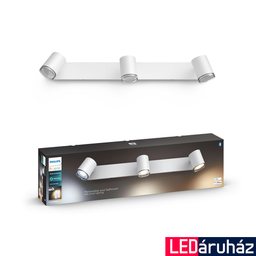 Philips Hue Adore LED fali tükör megvilágító lámpa, fürdőszobába, fehér, 2xGU10, 5,5W, IP44, White Ambiance, 2200-6500K+DimSwitch, Bluetooth+Zigbee, 8719514340893
