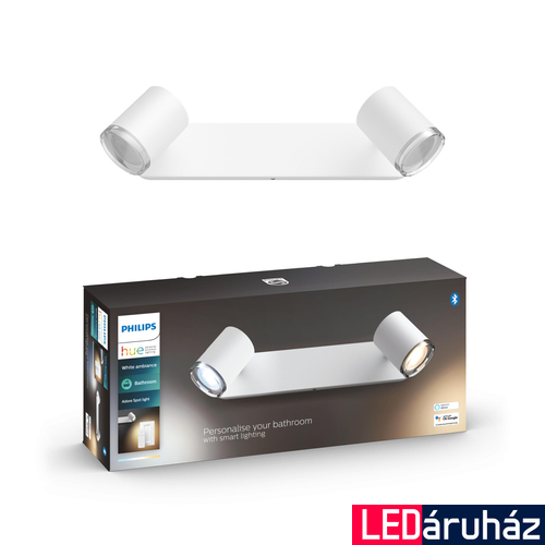 Philips Hue Adore LED fali tükör megvilágító lámpa, fürdőszobába, fehér, 3xGU10, 5,5W, IP44, White Ambiance, 2200-6500K+DimSwitch, Bluetooth+Zigbee, 8719514340879