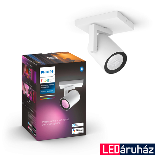 Philips Hue Argenta fehér mennyezeti LED spot, RGBW, GU10 fényforrással, 5062131P7, Bluetooth+Zigbee