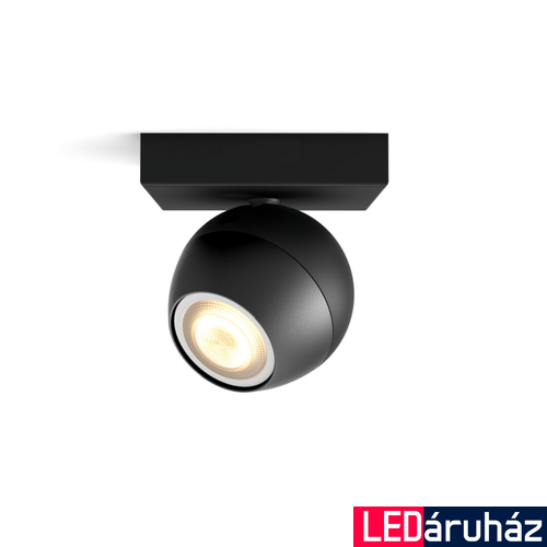 Philips Hue Buckram fekete spotlámpa, 1 spotfejjel, White Ambiance, 1x5,5W, 350lm, 2200-6500K változtatható fehér, 1xGU10 LED fényforrás + DimSwitch, 8719514339248
